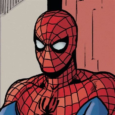 a spider - man with his arms crossed in front of the camera, looking at something