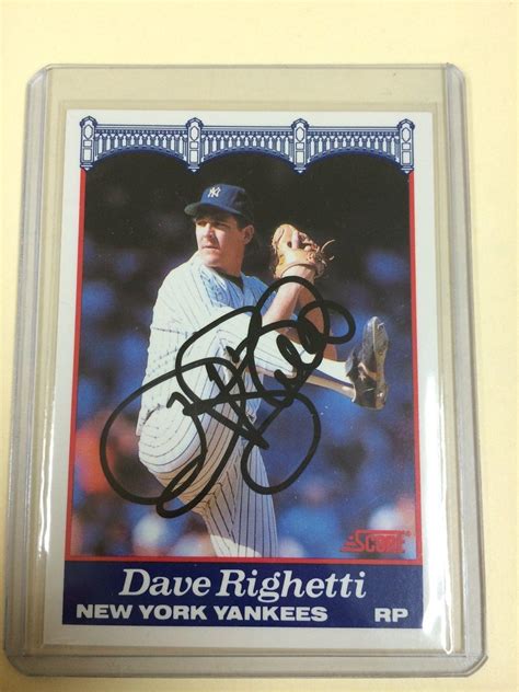 Jsa Certified 1990 Score Dave Righetti Signed Autographed Baseball Card