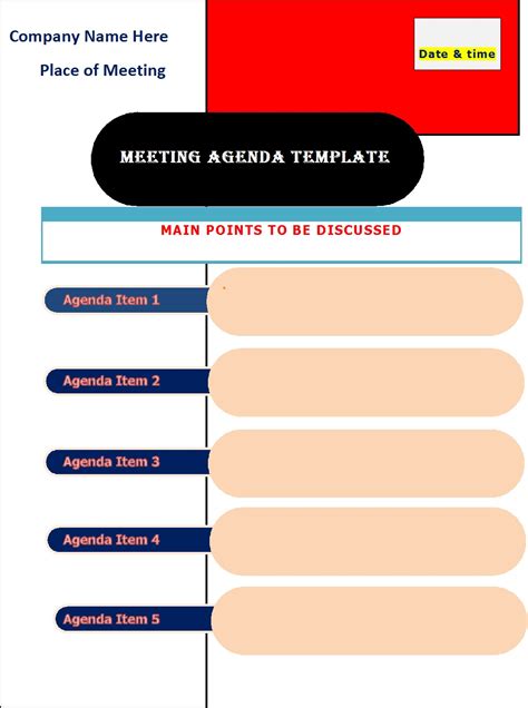 Meeting Agenda Format - Excel Word Template