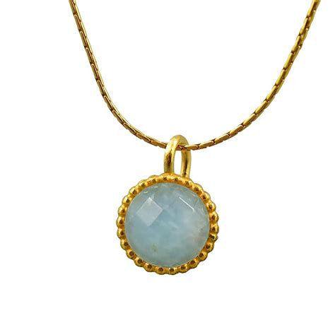 Amazon.com: 10mm Blue Green Aquamarine Gemstone Round Pendant Necklace ...