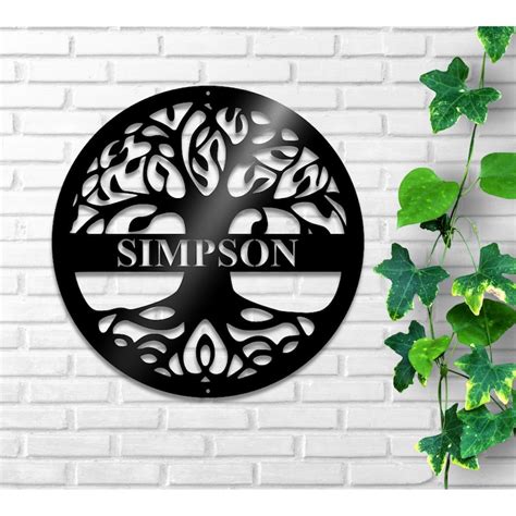 Personalized Metal Family Tree Of Life Wall Art with Last Name | Etsy