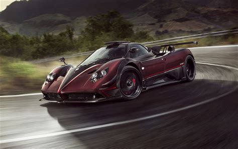 Download wallpapers Pagani Zonda, Fantasma Evo, 2017, Hypercar, burgundy carbon fiber body, fast ...