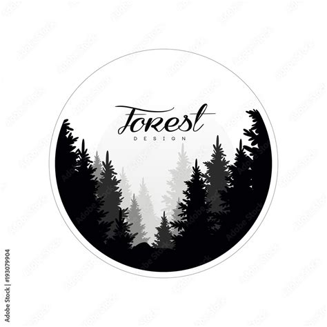 Forest logo design template, beautiful nature landscape with ...