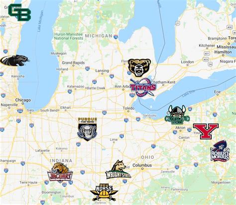 Horizon League Map | Teams | Logos - Sport League Maps