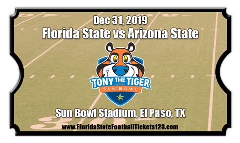 Florida State Seminoles vs Arizona State Sun Devils Tickets | Sun Bowl ...