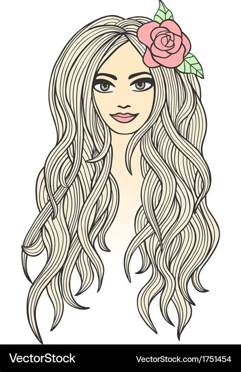 Drawing of a beautiful girl Royalty Free Vector Image