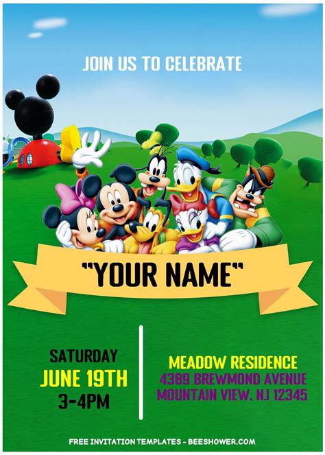 (Free Editable PDF) Mickey Mouse And Friends Birthday Party Invitation Templates | Beeshower ...
