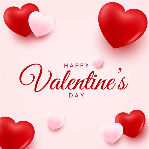 Happy Valentines day background with realistic 3D love heart. Romantic ...