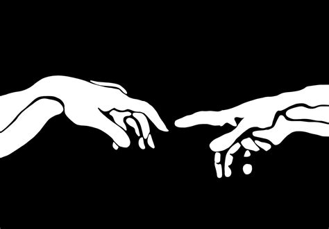 The Creation of Adam Black and White Illustration - Etsy