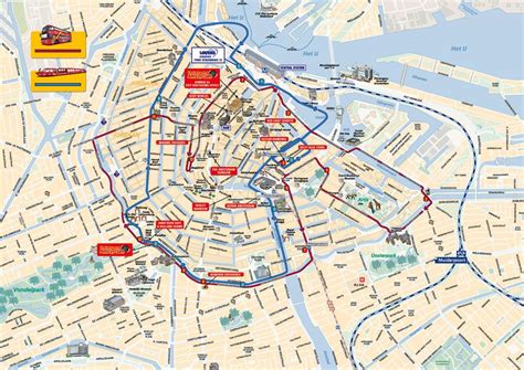 Map of Amsterdam hop on hop off bus tour with City Sightseeing ...