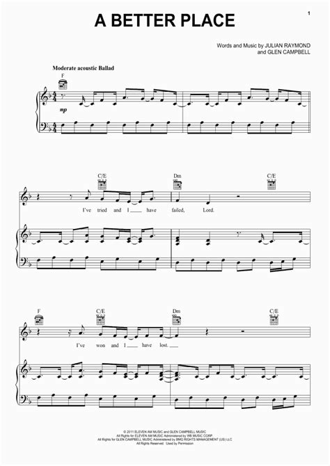 A Better Place Piano Sheet Music | OnlinePianist