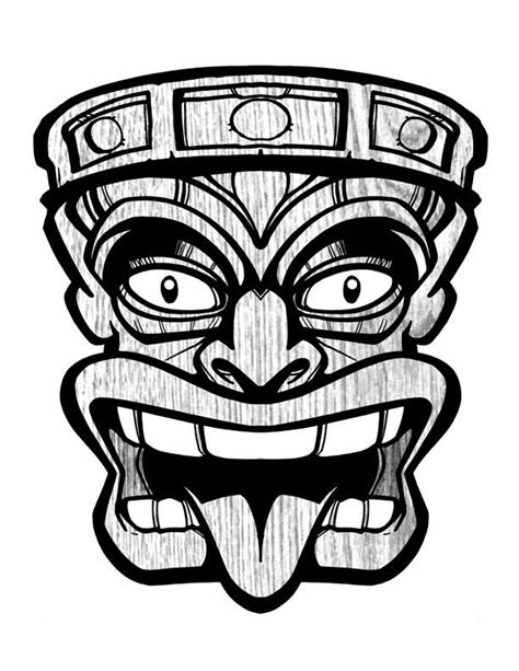 a drawing of a tiki mask