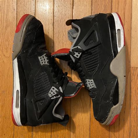 Jordan black cement “Bred” 4s Size 9.5... - Depop