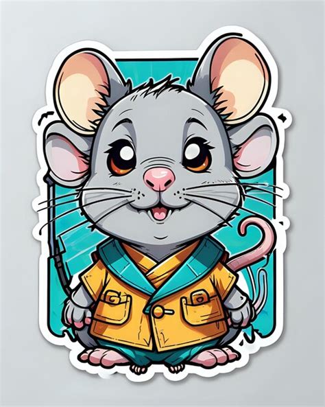 Premium AI Image | Illustration of a cute Rat sticker with vibrant ...