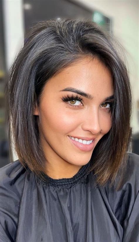 50 Short Hairstyles That Looks so Sassy : Lob Haircut Dark Hair