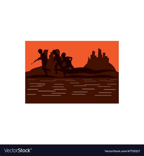 Soldiers are running Royalty Free Vector Image