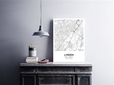 Linden Map Print, Linden Map Poster Wall Art, Nj City Map, New Jersey ...