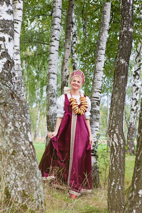 Woman in Russian Traditional Costume Stock Image - Image of headwear ...