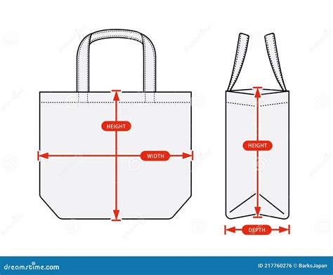 Clothing Size Chart Vector Illustration Tote Bag Stock Vector ...