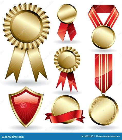 Award ribbons and medals stock vector. Illustration of first - 13089253