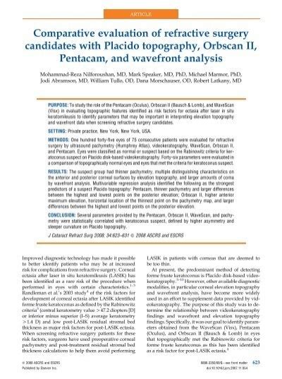 Comparative evaluation of refractive surgery candidates ... - LaserMed