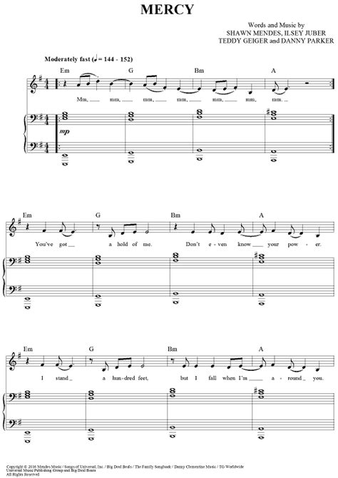 Mercy | Piano sheet music, Sheet music, Piano music