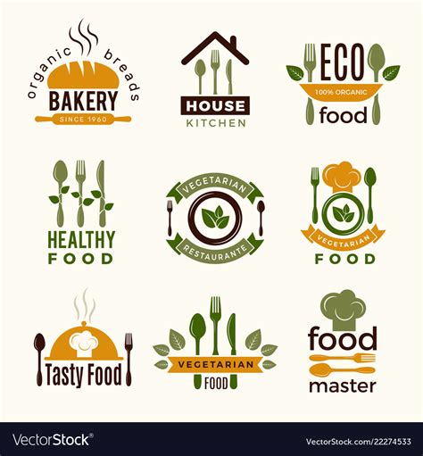 Food logos healthy kitchen restaurant buildings Vector Image