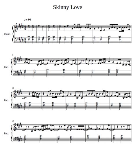 Birdy - Skinny Love sheet music for piano download | Piano.Solo SKU PSO0011461 at