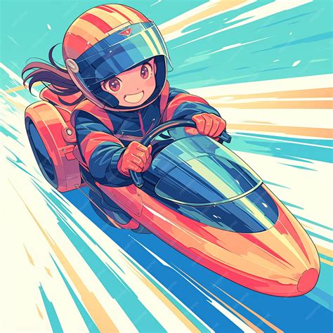 Premium Vector | A Bakersfield girl goes velomobile racing in cartoon style