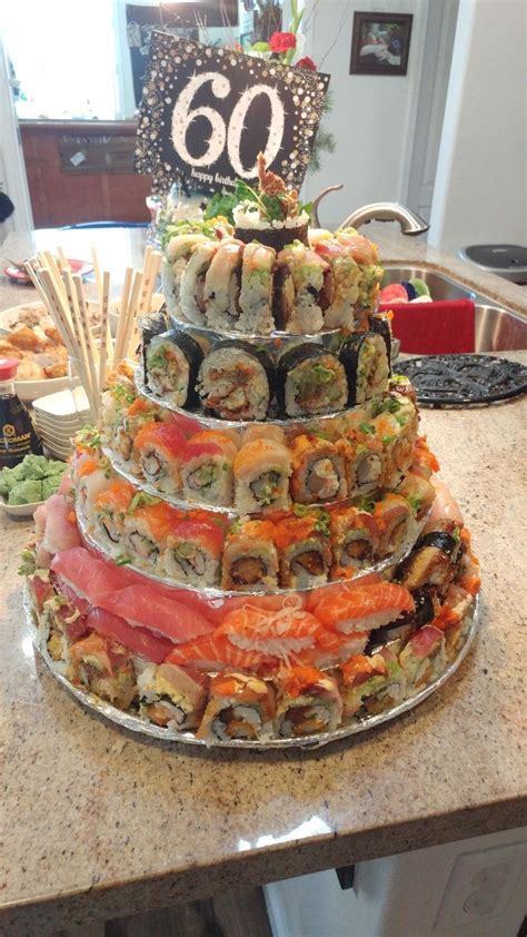 I love this cake and this idea🖤* Sushi Birthday Cake | Sushi cake, Japanese food sushi, Sushi ...