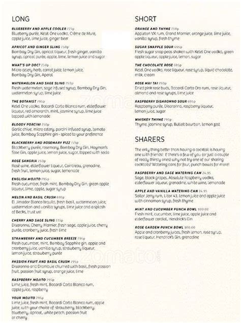 The Botanist Menu, Menu for The Botanist, City Centre, Birmingham - Zomato UK