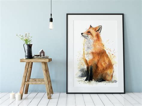 Fox Art Fox Art Print Fox Print Watercolor Fox Animal - Etsy