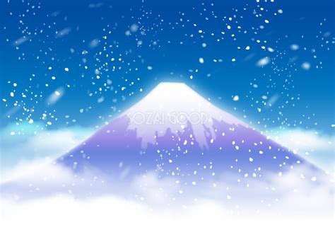 かっこいい富士山 雪降る 背景無料イラスト81585 素材good