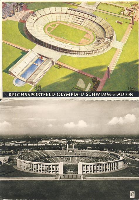 BERLIN OLYMPICS 1936 STADIUM - TWO POSTCARDS - General Olympic Postcards: Sportspages.com