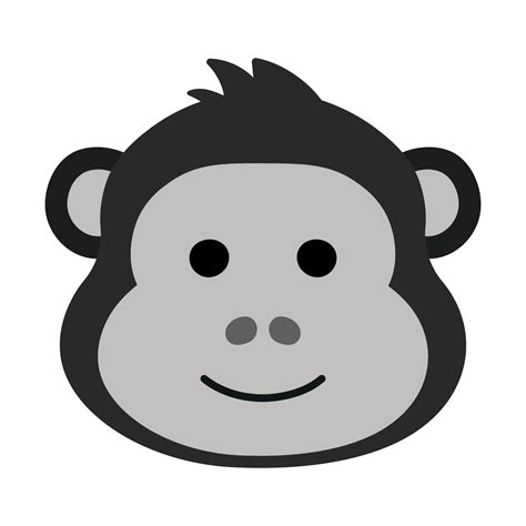 Cute Gorilla Face Wild Animal Character in Animated Cartoon Vector ...