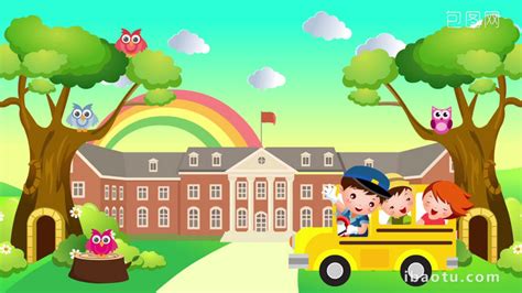 Cartoon School Bus Nursery Rhyme Background Video MP4 Template Free ...