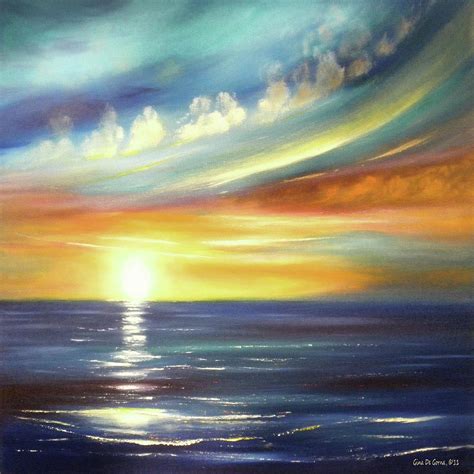 Here It Goes - Square Sunset Painting Painting by Gina De Gorna