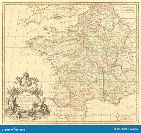 Vintage map of France stock photo. Image of french, crest - 38148108