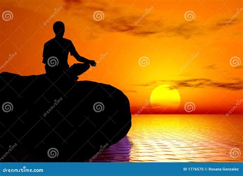 Yoga - Sunset meditation stock illustration. Illustration of calm - 1776575