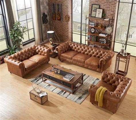 Preorder Century Chesterfield Sofa - Light Brown Leather | Chesterfield sofa living room, Brown ...