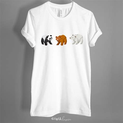 Panda, Grizzly Bear, Polar Bear Graphic Custom Shirt unisex, Brown Bear, Wild Animals, Animal ...