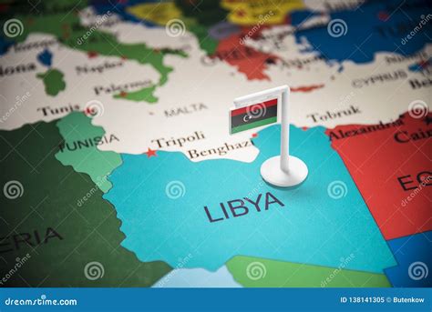 Libya Marked with a Flag on the Map Stock Image - Image of capital, national: 138141305