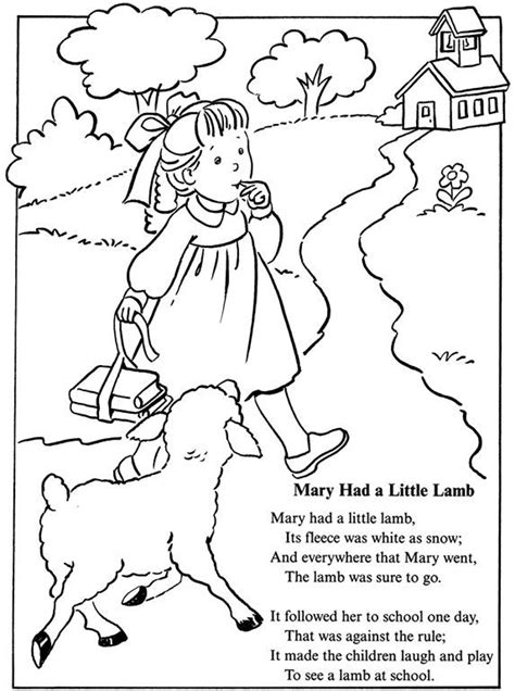 Mary Had A Little Lamb Nursery Rhyme Coloring Sheet – Worksheets Samples