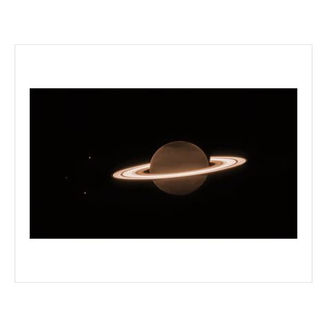 Saturn with Moons in Near-Infrared – James Webb Space Telescope Prints