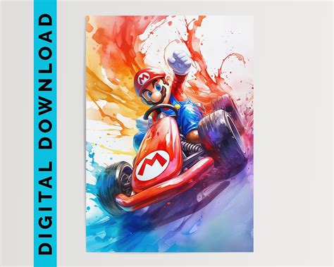 Super Mario, Mario Kart Art Print Printable Wall Art Digital Download ...