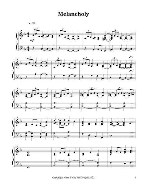 melancholy Sheet Music | N/A | Piano Solo