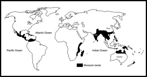 Monsoon dominated regions of the world. | Download Scientific Diagram