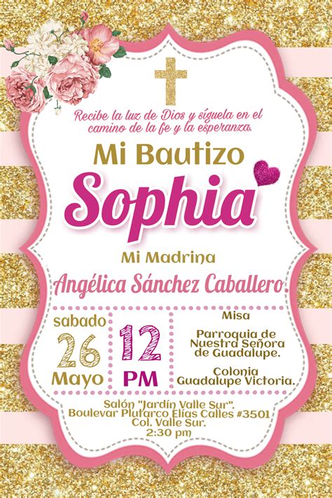 Invitaciones Para Bautizo De Niña Digitales