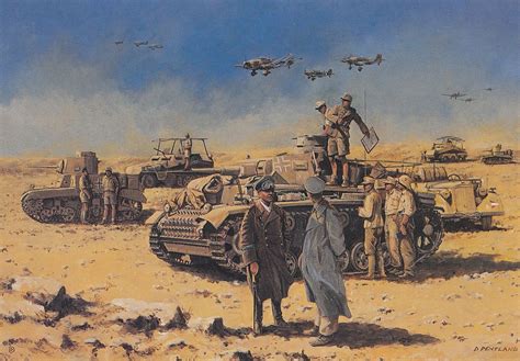 El Alamein Erwin Rommel 21st Panzer Division German WW2 Painting ...