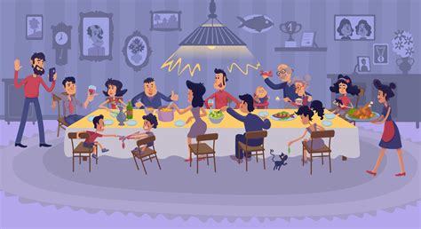 Big family gathering together flat illustration 1907079 Vector Art at Vecteezy